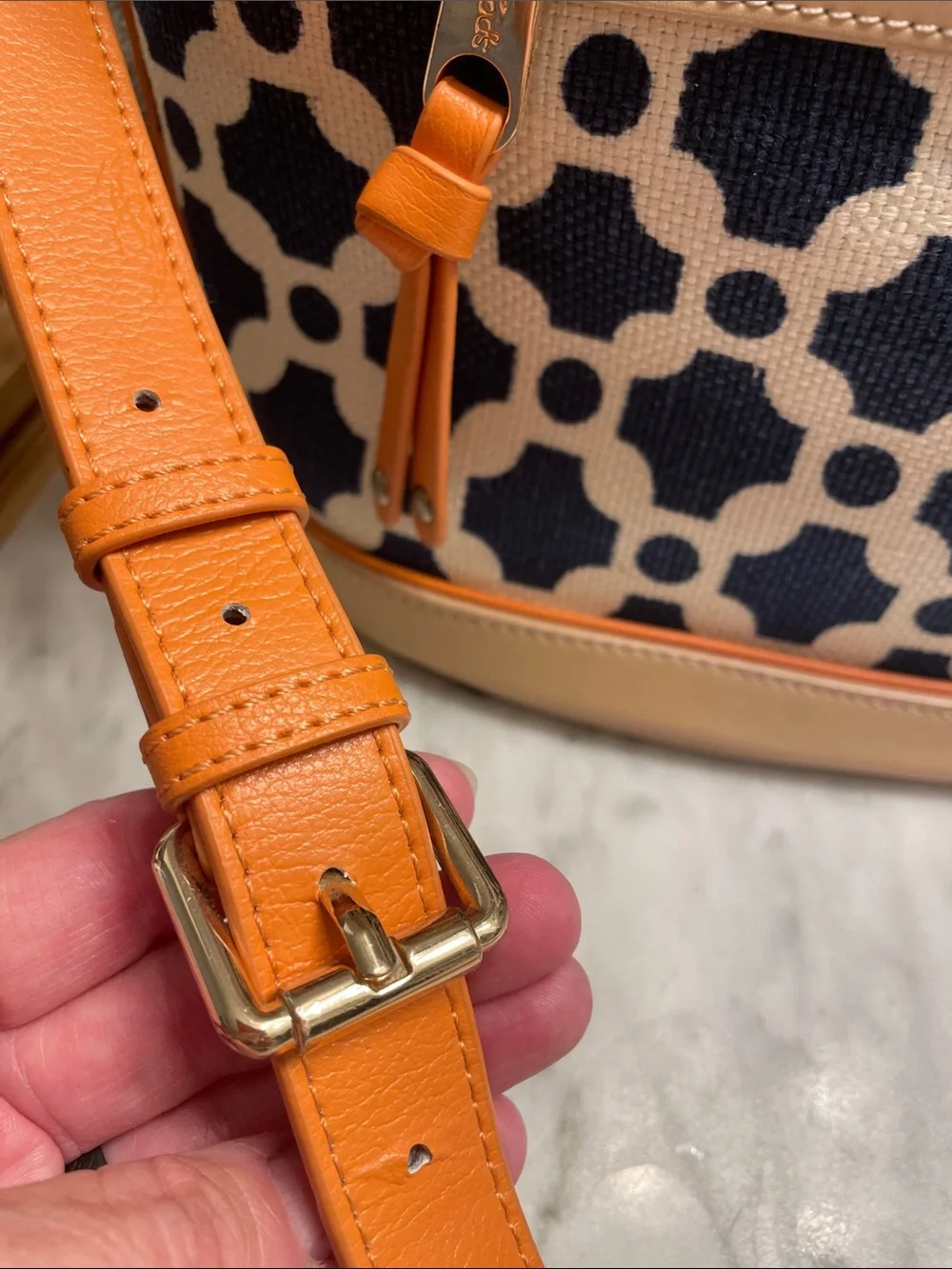Spartina 449 Navy, Tan & Orange Geometric Crossbody